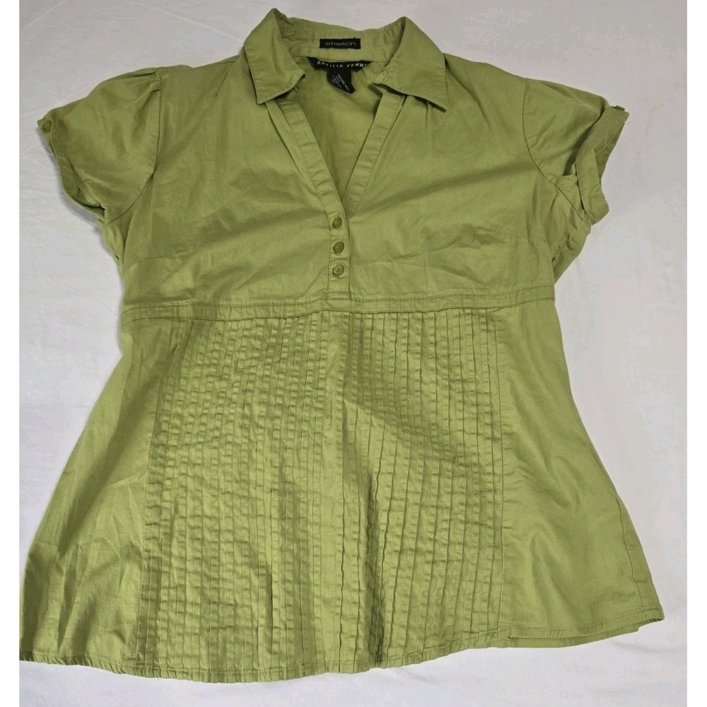 Antilia Femme Women's XL Blouse Stretch Green